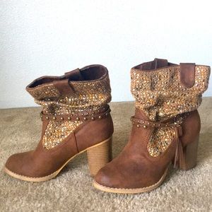 Not Rated embellished heeled booties (boots)